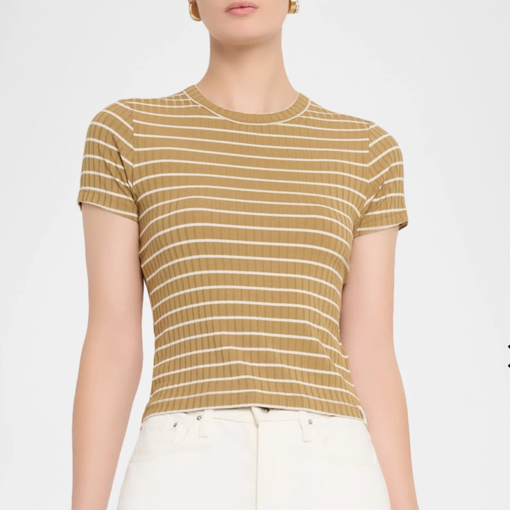 rag & bone Tan Striped Short Sleeve Tee
